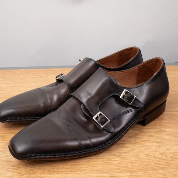 Belvedere Brown Double Monk Strap Buckle Men\'s 11 Leather Shoes Handmade Italy main image 8